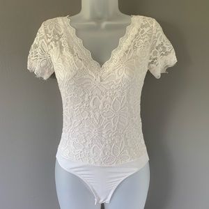 Ambiance Low V cut Laced Bodysuit